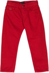 Emporio Ar i Kids Jeans met logo-reliëf Rood