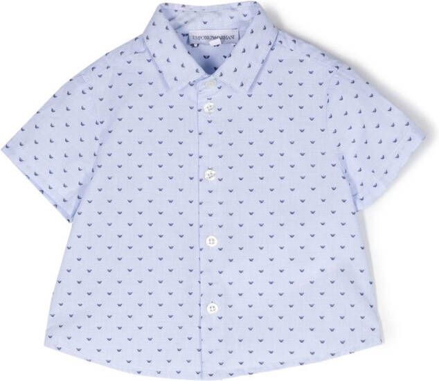 Emporio Armani Kids Shirt met monogram patroon Blauw