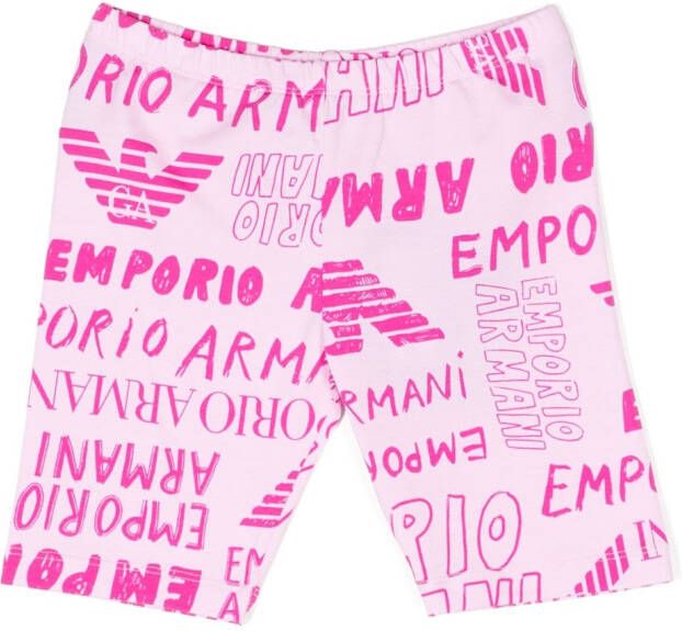 Emporio Ar i Kids Shorts met logoprint Roze