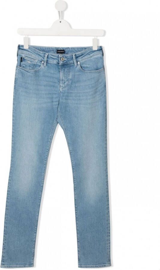 Emporio Ar i Kids Slim-fit jeans Blauw