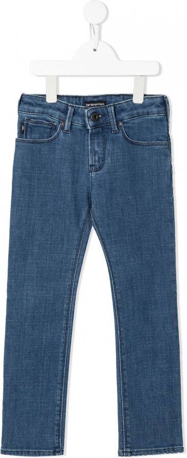 Emporio Ar i Kids Slim-fit jeans Blauw