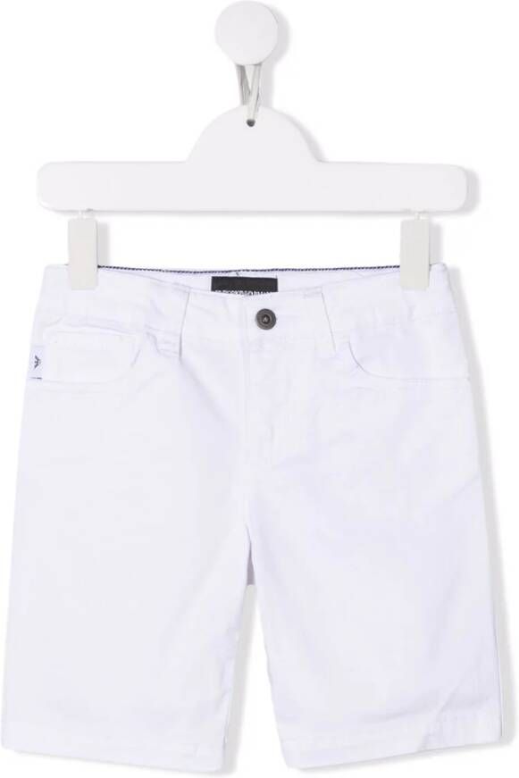 Emporio Ar i Kids Spijkershorts met logoplakkaat Wit