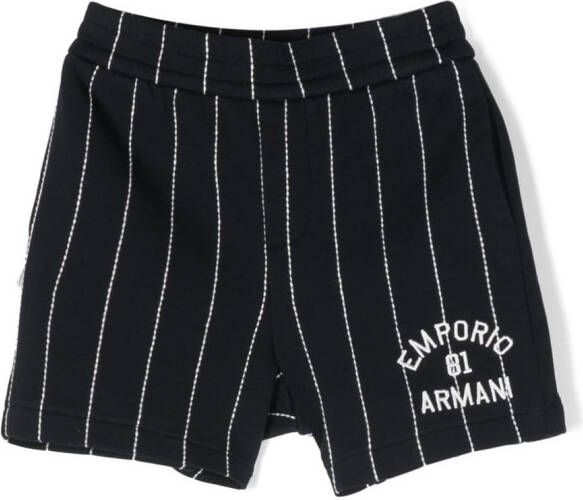 Emporio Armani Kids Gestreepte shorts Blauw
