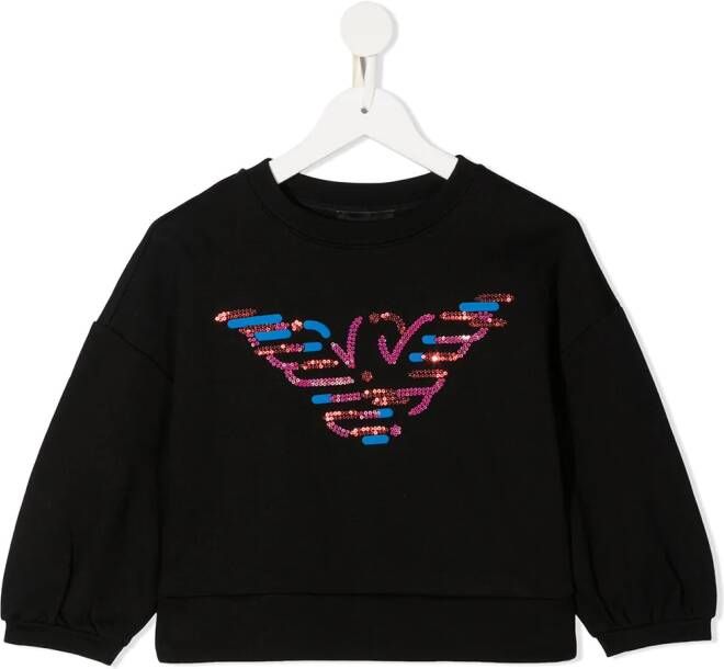 Emporio Armani Kids Sweater met logo van pailletten Zwart