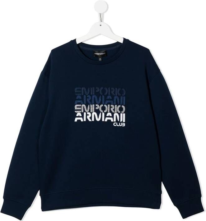 Emporio Armani Kids Sweater met logoprint Blauw