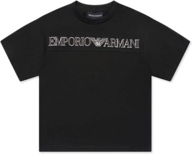 Emporio Ar i Kids T-shirt met geborduurd logo Zwart