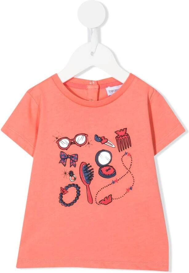 Emporio Ar i Kids T-shirt met grafische print Roze