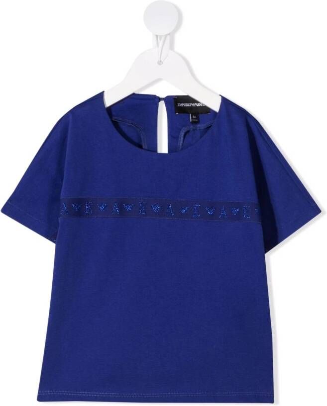 Emporio Ar i Kids T-shirt met logoprint Blauw