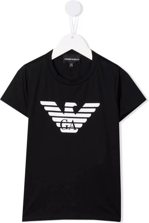 Emporio Ar i Kids T-shirt met logoprint Blauw