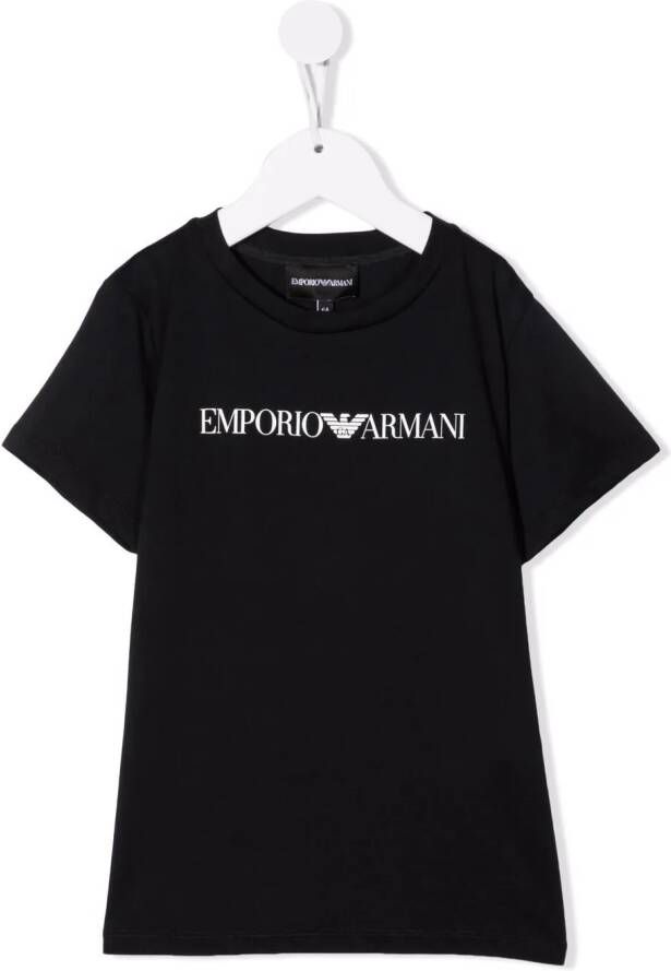 Emporio Ar i Kids T-shirt met logoprint Blauw