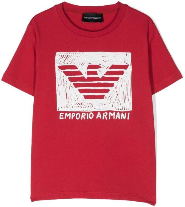 Emporio Ar i Kids T-shirt met logoprint Rood