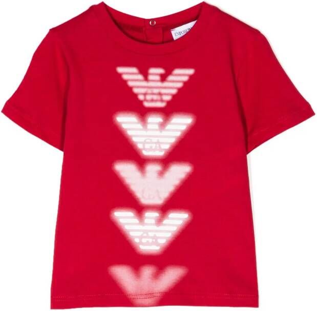 Emporio Ar i Kids T-shirt met logoprint Rood
