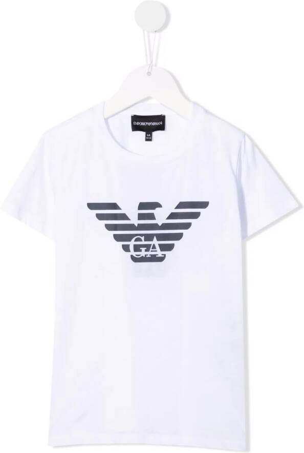Emporio Ar i Kids T-shirt met logoprint Wit