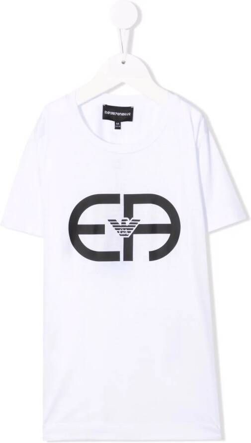 Emporio Ar i Kids T-shirt met logoprint Wit