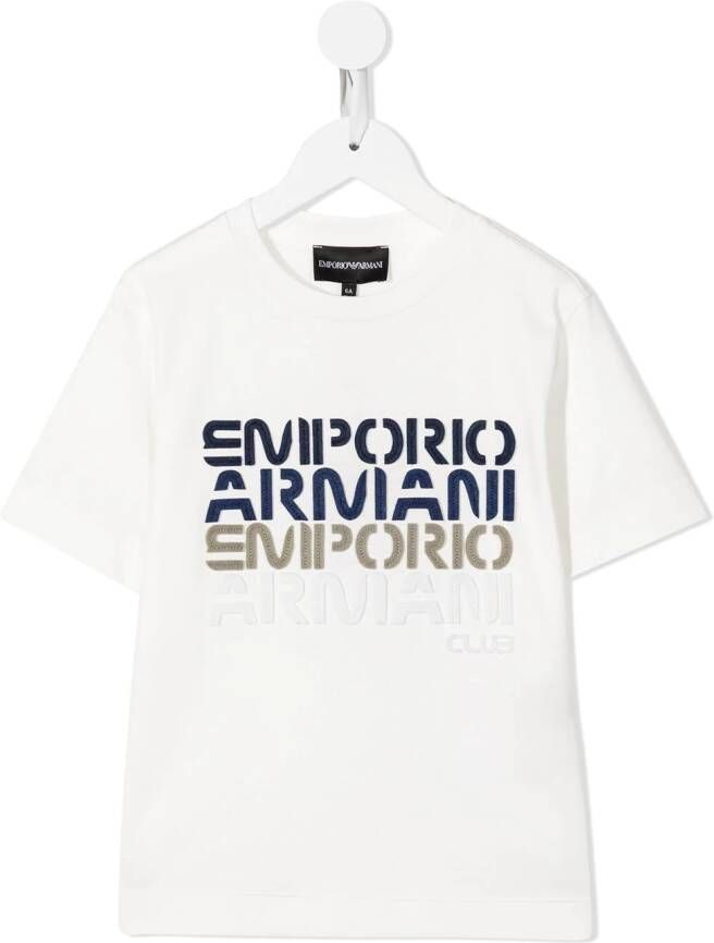 Emporio Ar i Kids T-shirt met logoprint Wit