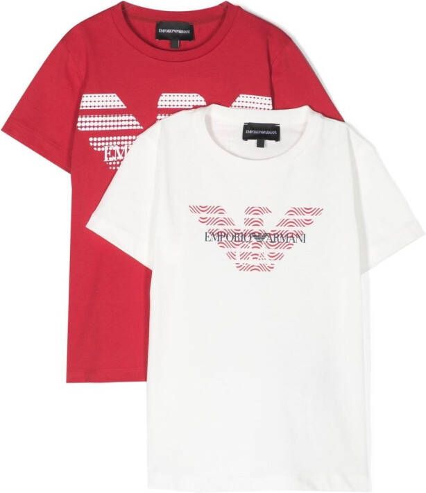 Emporio Ar i Kids T-shirt set met logoprint Rood