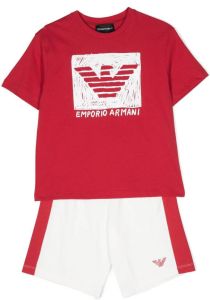 Emporio Ar i Kids Trainingspak met logoprint Rood