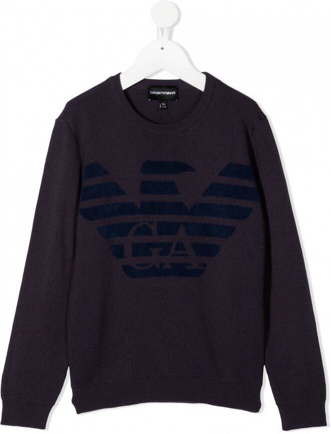 Emporio Ar i Kids Trui met logoprint Paars