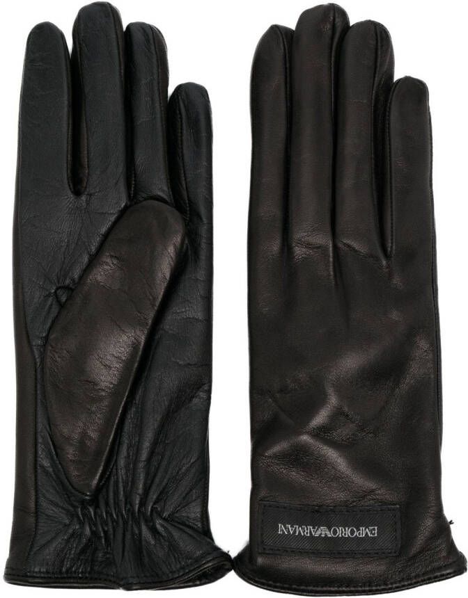 Emporio Armani Leren handschoenen Zwart