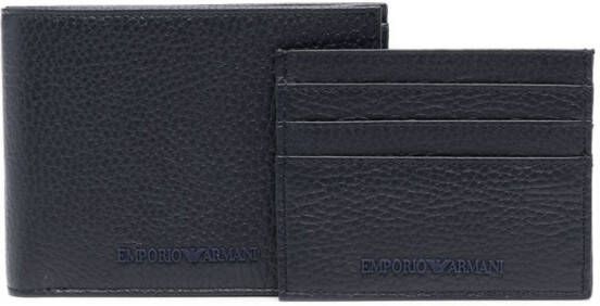 Emporio Armani Leren portemonnee en pasjeshouder Blauw