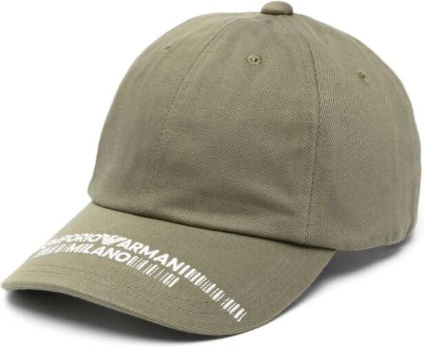 Emporio Armani Honkbalpet met geborduurd logo Groen