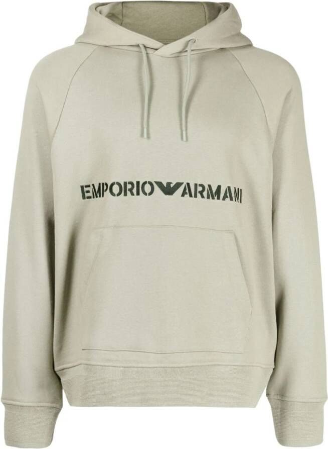 Emporio Armani Hoodie met geborduurd logo Groen