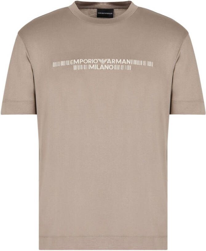 Emporio Armani T-shirt met geborduurd logo Beige