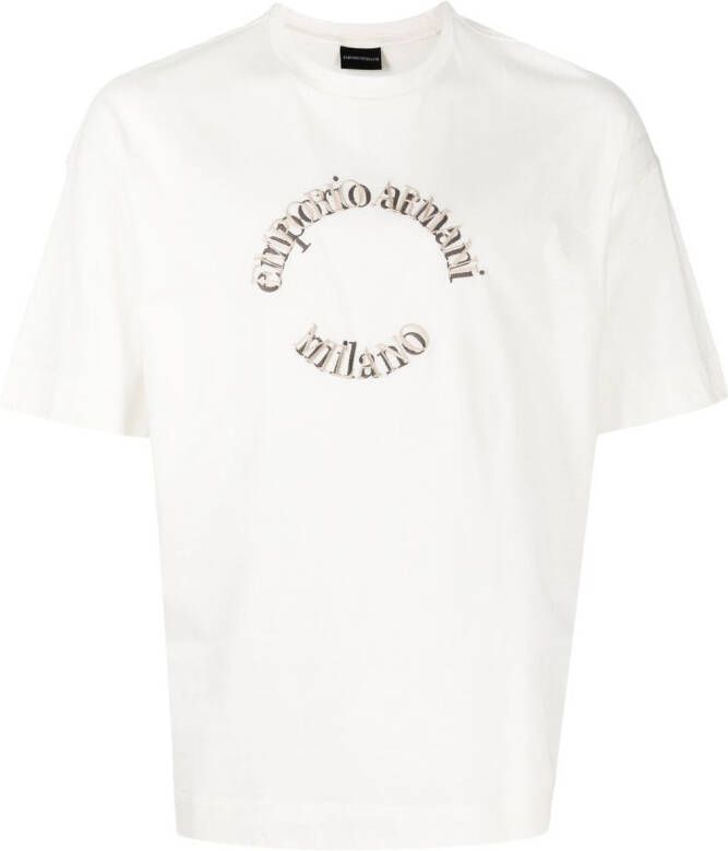 Emporio Armani logo-embroidered short-sleeved T-shirt Wit