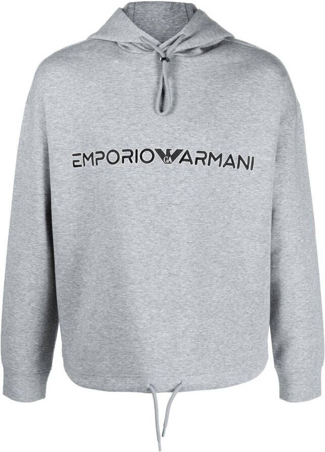 Emporio Armani Hoodie met geborduurd logo Grijs