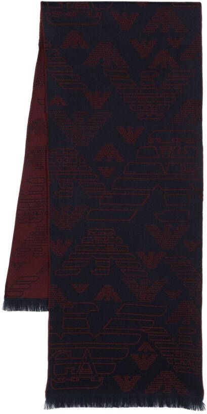Emporio Armani Sjaal met logo jacquard Blauw