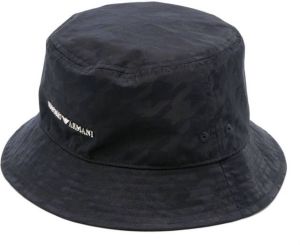 Emporio Armani logo-patch bucket hat Blauw