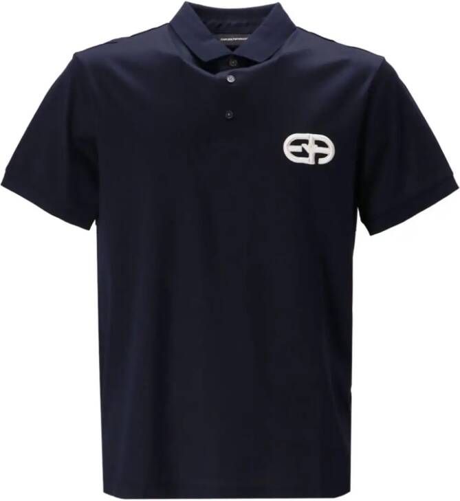 Emporio Armani Poloshirt met knoopsluiting Blauw