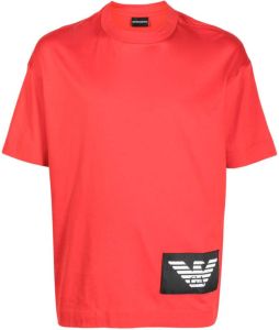 Emporio Armani logo-patch cotton T-shirt Rood