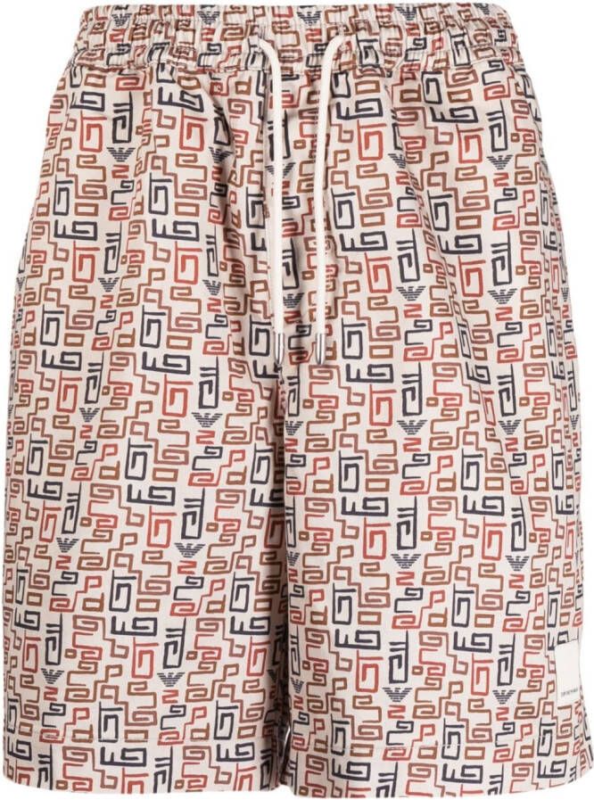 Emporio Armani Shorts met logoprint Bruin