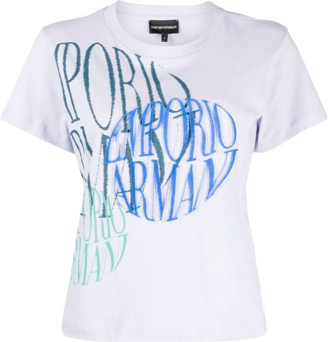 Emporio Armani T-shirt met logoprint Paars