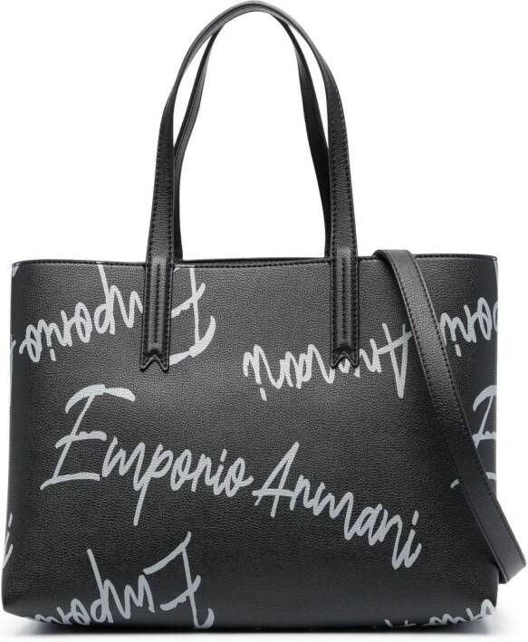 Emporio Armani Shopper met logoprint Zwart