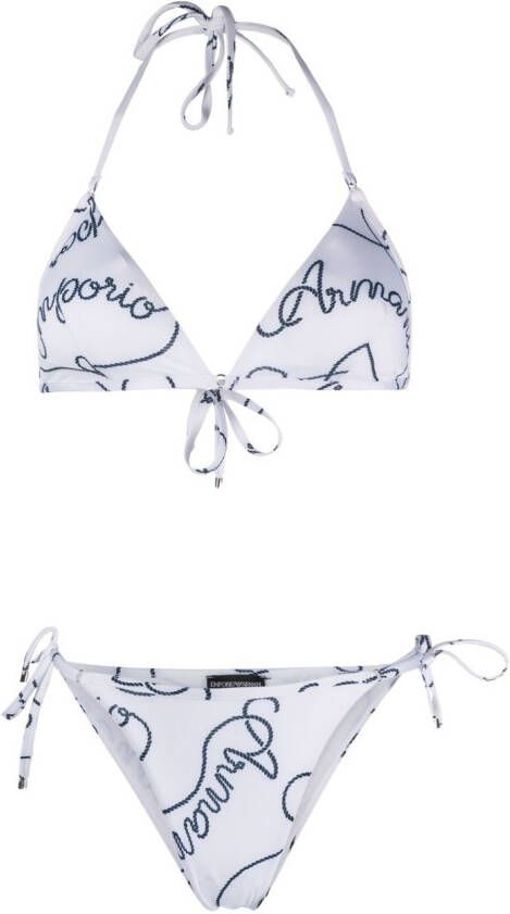 Emporio Armani Bikini met logoprint Wit