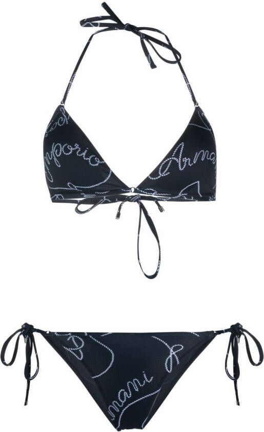 Emporio Armani Bikini met logoprint Zwart