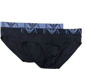 Emporio Armani Twee boxershorts met logoband Blauw
