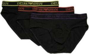 Emporio Armani Drie slips met logoband Zwart