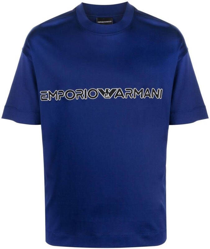 Emporio Armani T-shirt van katoenblend Blauw