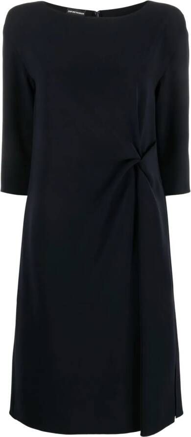 Emporio Armani Midi-jurk met gesmockt detail Blauw
