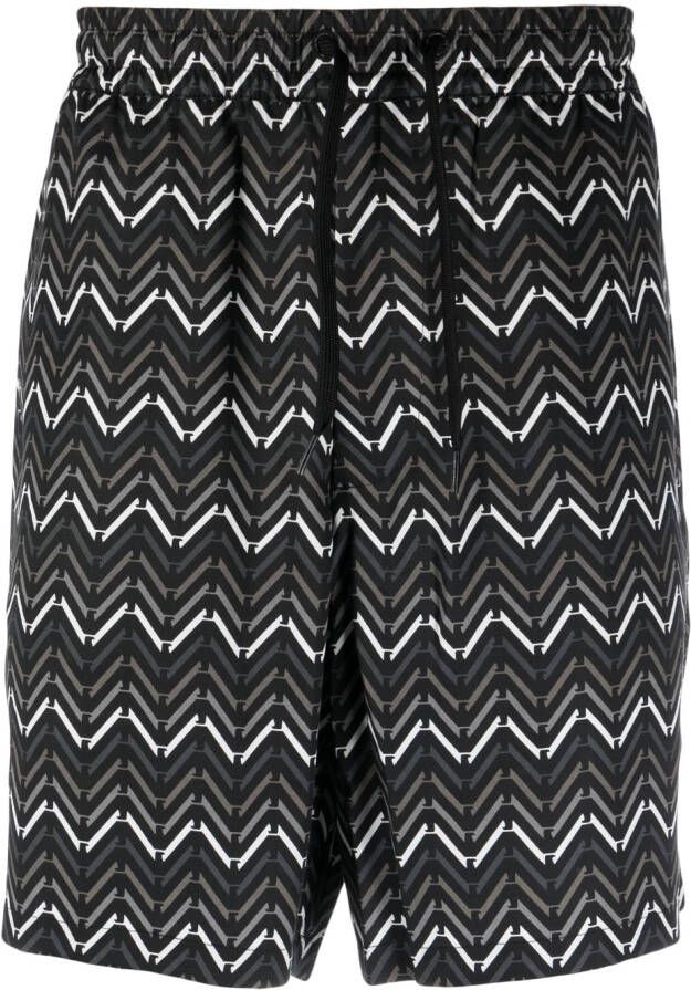 Emporio Armani Shorts met monogramprint Zwart