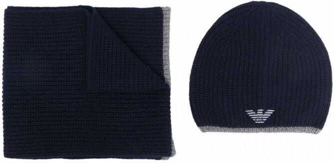 Emporio Armani Muts en sjaal set Blauw