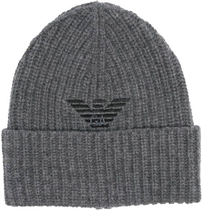 Emporio Armani Muts met geborduurd logo Grijs