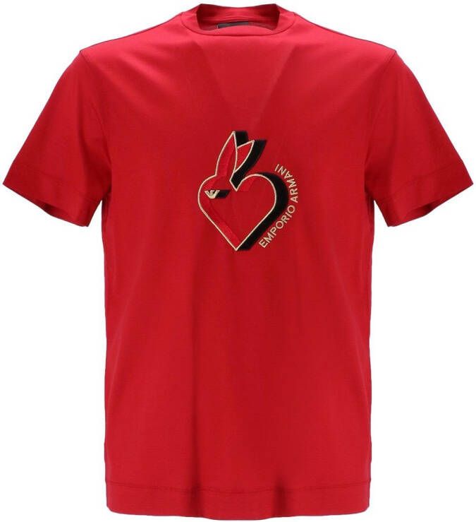 Emporio Armani T-shirt met borduurwerk Rood