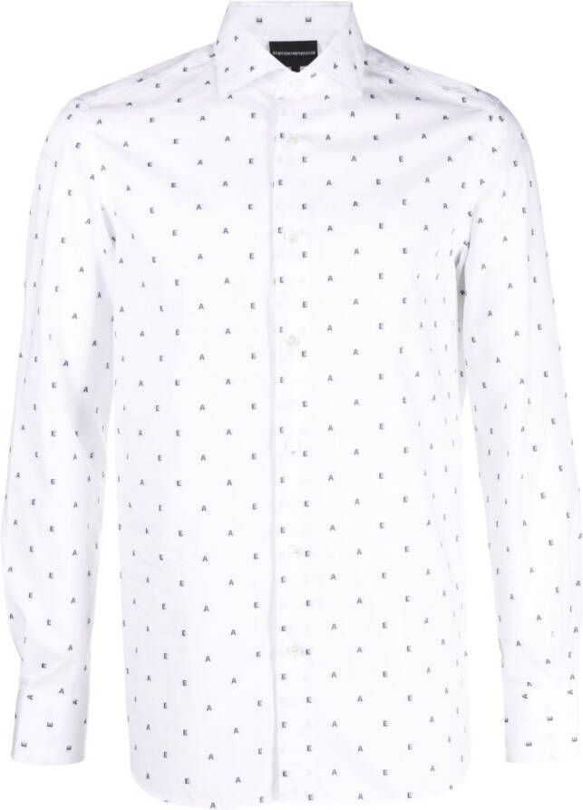 Emporio Armani Overhemd met monogram patroon Wit