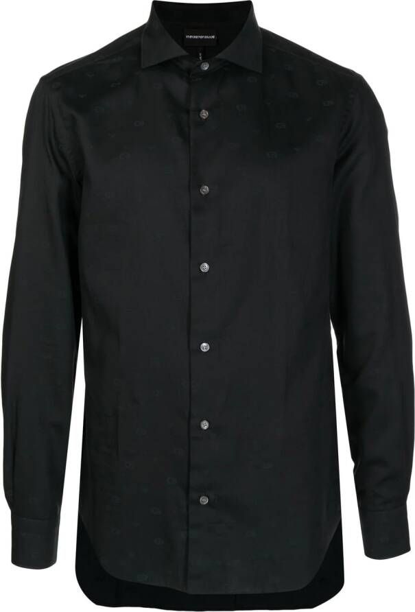 Emporio Armani Overhemd met monogramprint Zwart