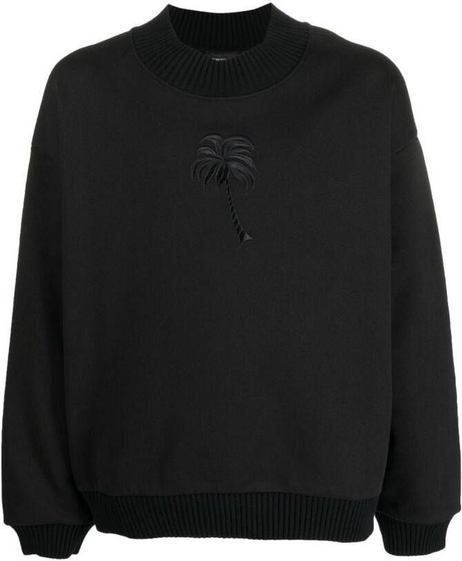 Emporio Armani Sweater met geborduurde palm Zwart