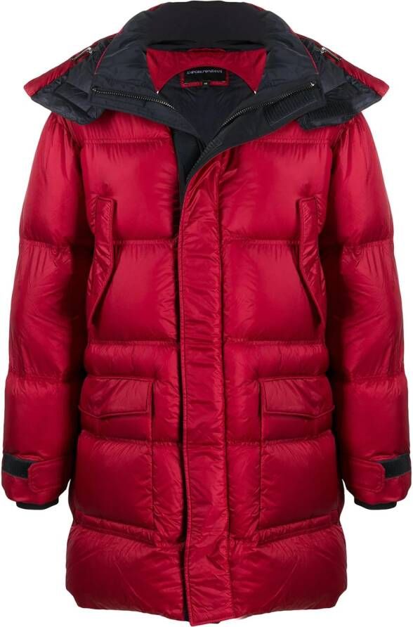 Emporio Armani Parka met capuchon Rood